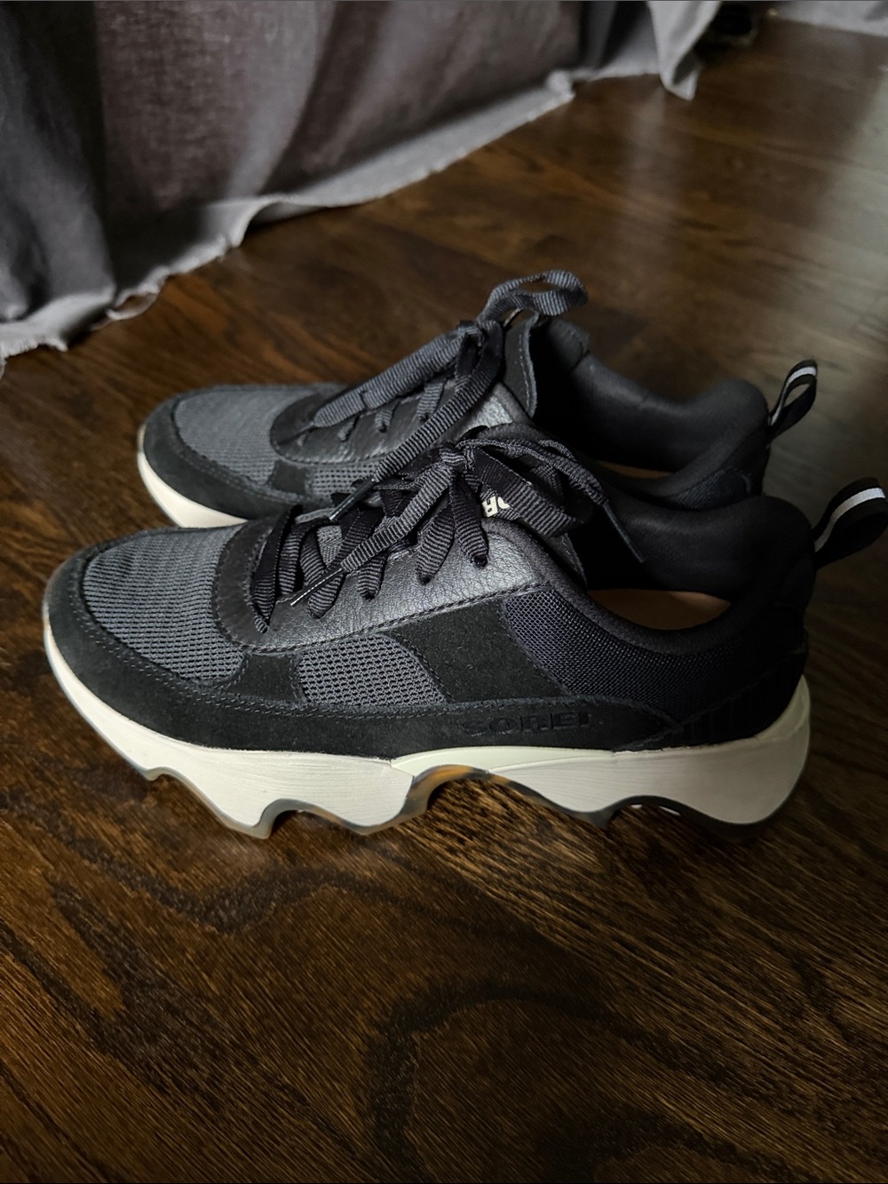 Sorel Black and Cream Platform Sneakers for Women